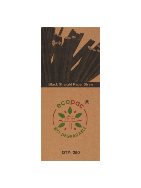 Picture of Ecopac 250 Black Straight Paper Straw