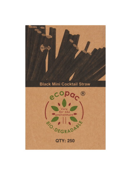 Picture of Ecopac Bio-Degradable 250 Black Mini Cocktail Straw