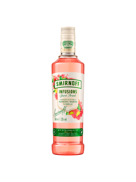 Picture of Smirnoff Infusions Raspberry, Rhubarb and Vanilla 50cl 87 Calories Per Serve